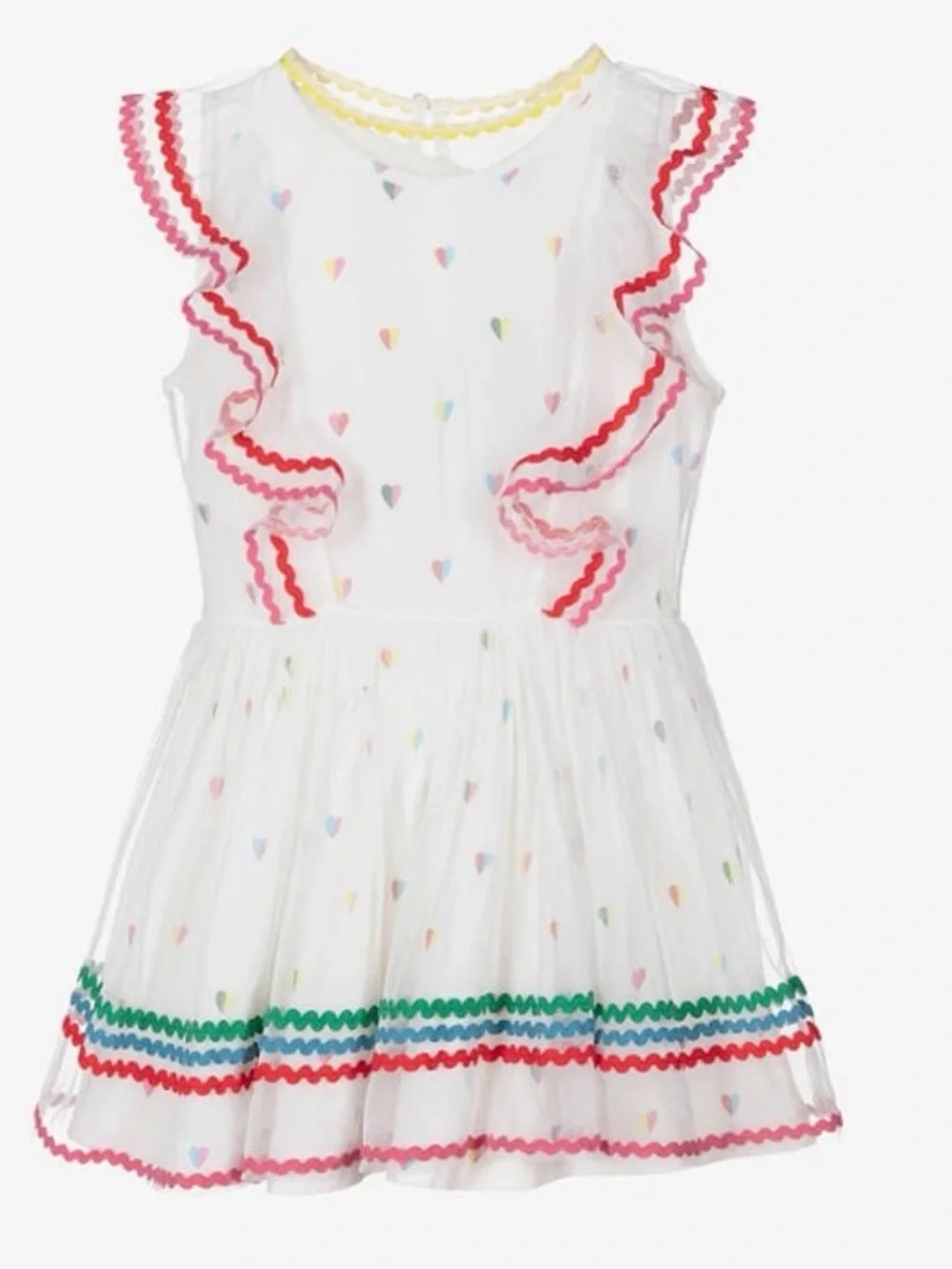 STELLA MCCARTNEY KIDS GIRLS’ 2-IN-1 JERSEY & TULLE HEART DRESS - SZ 5Y